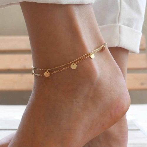 Silver/Gold Women's Anklet with Plates