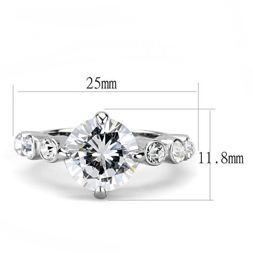 TK3247 - High polished (no plating) Stainless Steel Ring with AAA