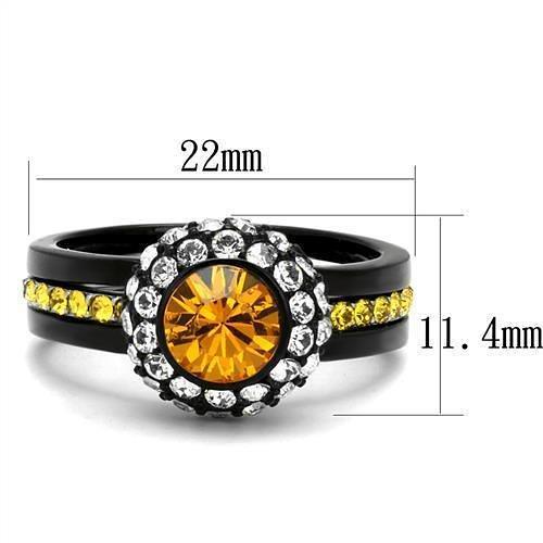 TK2783 - Two-Tone IP Black (Ion Plating) Stainless Steel Ring with Top