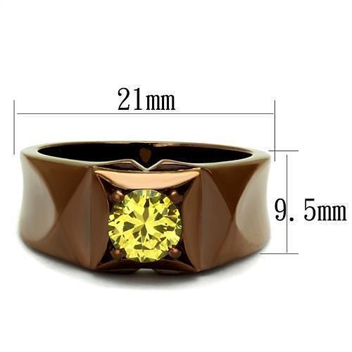 TK2773 - IP Coffee light Stainless Steel Ring with AAA Grade CZ  in