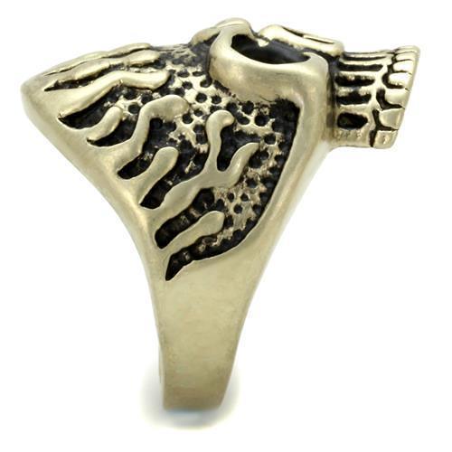 TK2455 - IP Antique Copper Stainless Steel Ring with Epoxy  in Jet