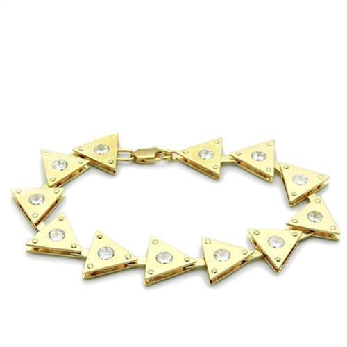 LO2012 - Matte Gold & Gold Brass Bracelet with AAA Grade CZ  in Clear