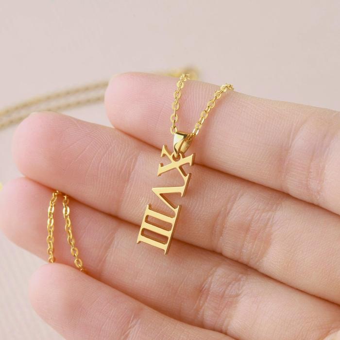 Roman Numerals Necklace, Birthday Gift For Her, Mom Birthday Gift