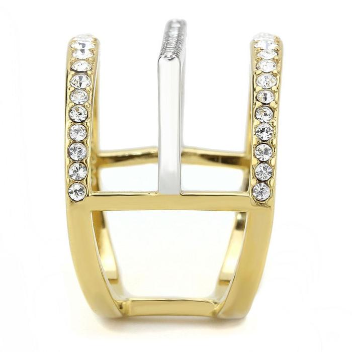 TK3593 - Two-Tone IP Gold (Ion Plating) Stainless Steel Ring with Top