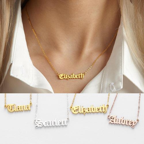 Old English Name Necklace, Teen Girls Necklace, Gothic Name Necklace