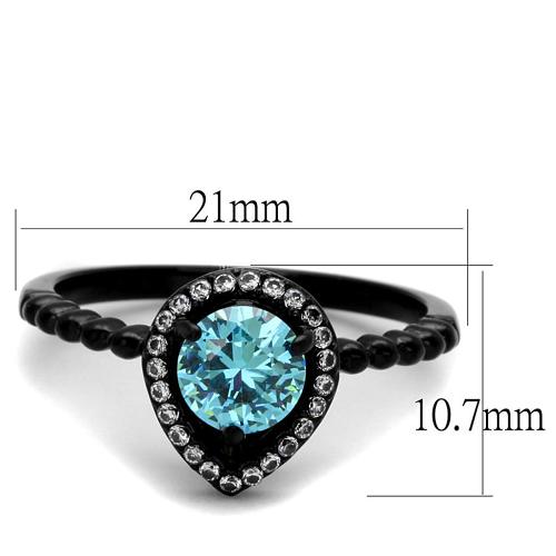 TK2364 - IP Black(Ion Plating) Stainless Steel Ring with AAA Grade CZ