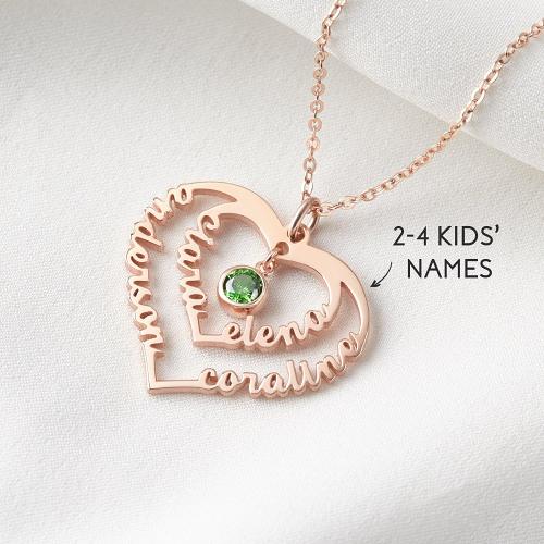 Mothers Necklace, Kids Names Necklace, Name Necklace In Heart