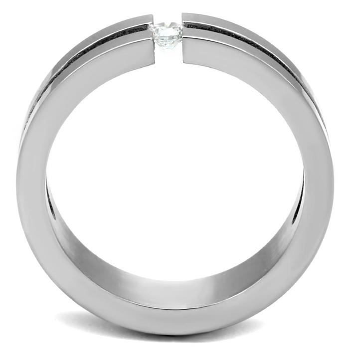 TK2412 - High polished (no plating) Stainless Steel Ring with AAA