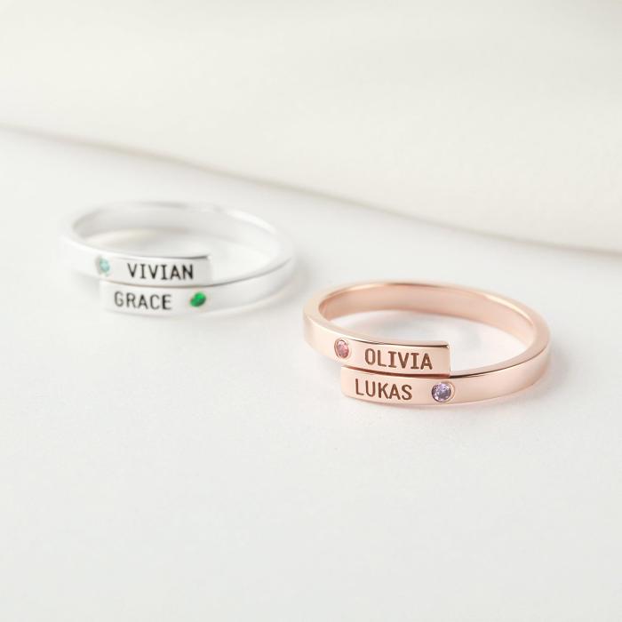 Mom Ring with Kids Names, Mom Ring 2 Kids, Personalized Mom Jewelry