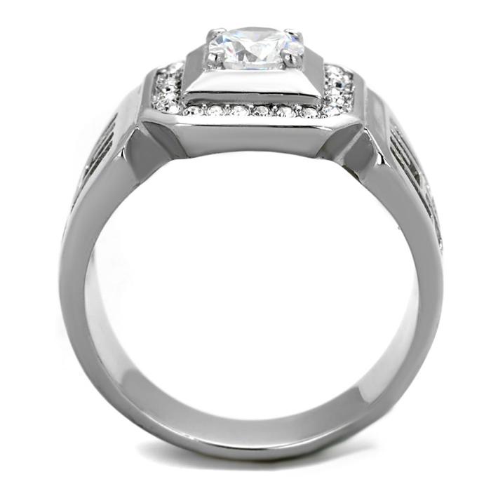 TK2046 - High polished (no plating) Stainless Steel Ring with AAA