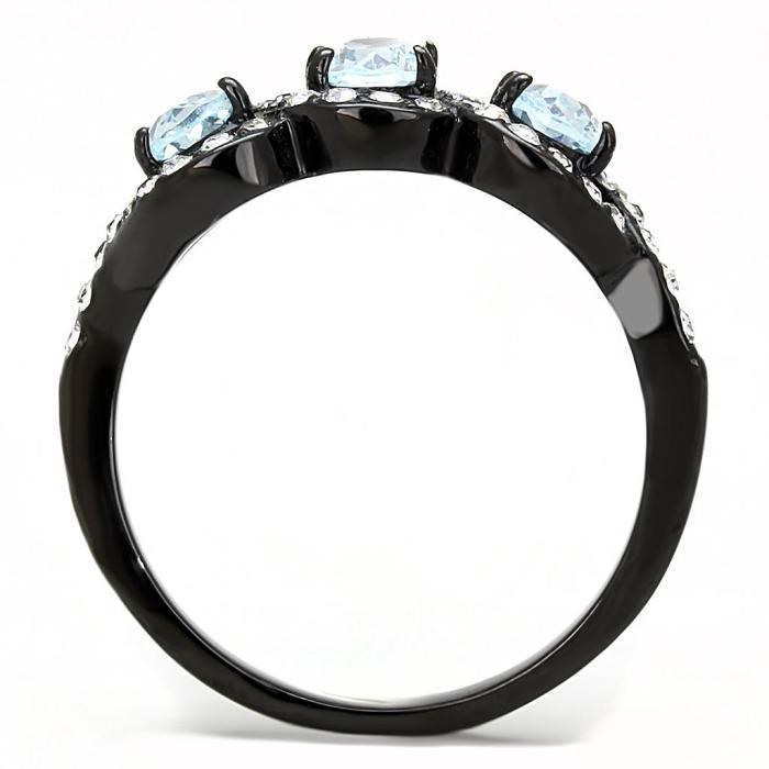 TK3050 - IP Black(Ion Plating) Stainless Steel Ring with AAA Grade CZ