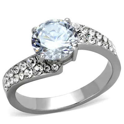 TK2040 - High polished (no plating) Stainless Steel Ring with AAA