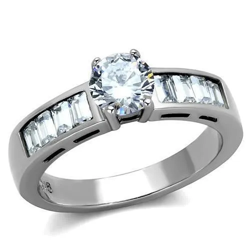TK2117 - High polished (no plating) Stainless Steel Ring with AAA