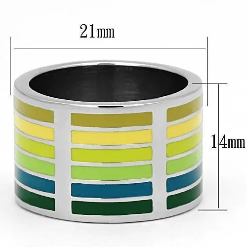 TK819 - High polished (no plating) Stainless Steel Ring with Epoxy  in