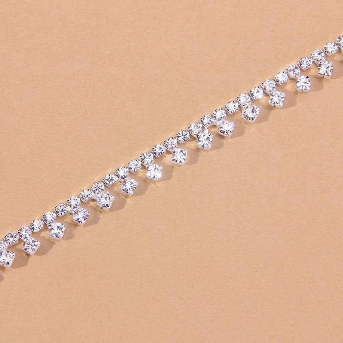 Rhinestone Water Drop Anklet Foot Jewelry for Women Silver/Gold