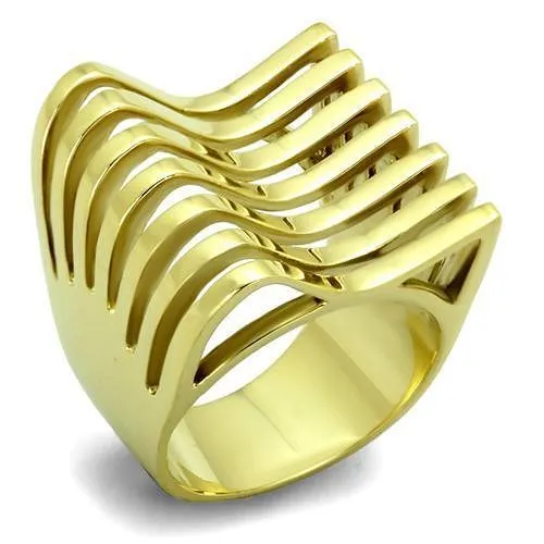 TK1628 - IP Gold(Ion Plating) Stainless Steel Ring with No Stone