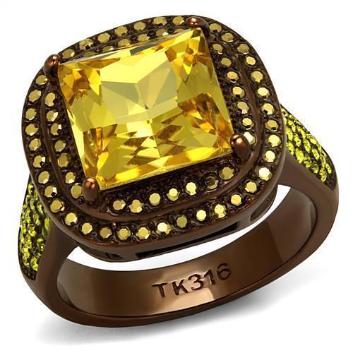 TK2677 - IP Coffee light Stainless Steel Ring with AAA Grade CZ  in