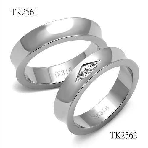 TK2562 - High polished (no plating) Stainless Steel Ring with Top