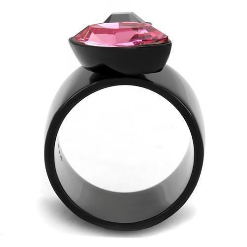 TK2484 - IP Black(Ion Plating) Stainless Steel Ring with Top Grade
