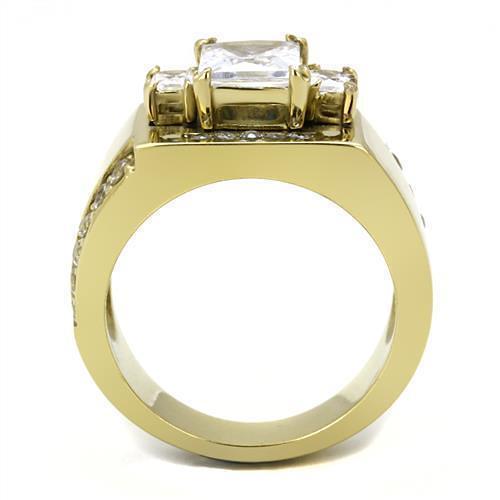 TK3078 - IP Gold(Ion Plating) Stainless Steel Ring with AAA Grade CZ