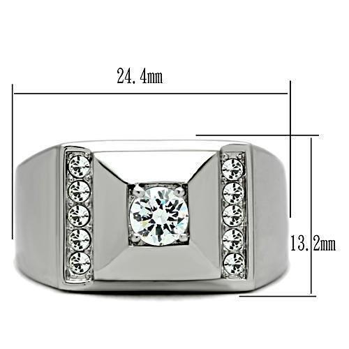 TK317 - High polished (no plating) Stainless Steel Ring with AAA Grade