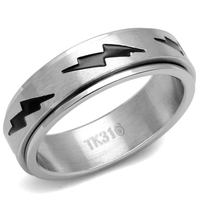 TK2926 - High polished (no plating) Stainless Steel Ring with Epoxy
