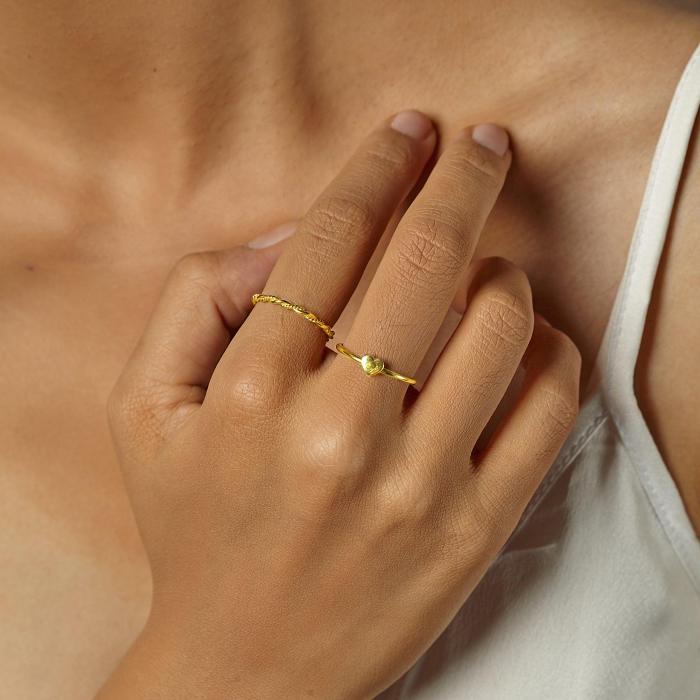 Minimalist Heart Gold Ring Silver Dainty Ring