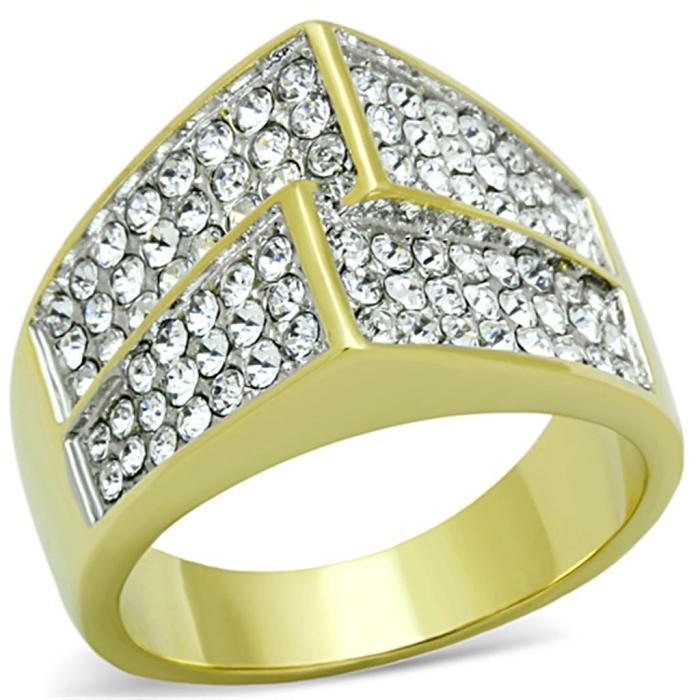 TK1550 - Two-Tone IP Gold (Ion Plating) Stainless Steel Ring with Top