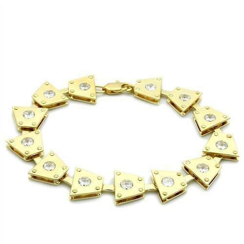 LO2002 - Matte Gold & Gold Brass Bracelet with AAA Grade CZ  in Clear