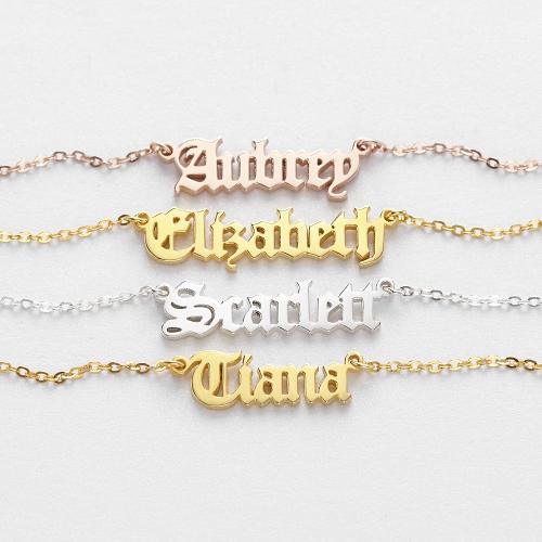 Old English Name Necklace, Teen Girls Necklace, Gothic Name Necklace