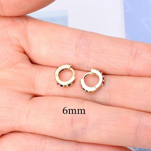 Rainbow CZ Huggies Hoop Earrings Girl Tiny Rings Cartilage Small Helix Piercing Tragus Conch Earlobe Circle Men Hoops Arete