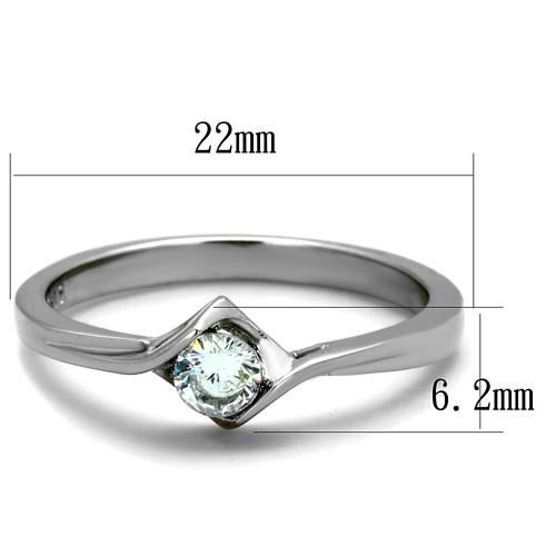 TK2042 - High polished (no plating) Stainless Steel Ring with AAA