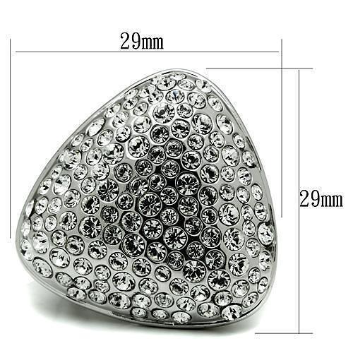 LO2515 - Rhodium Brass Ring with Top Grade Crystal  in Clear