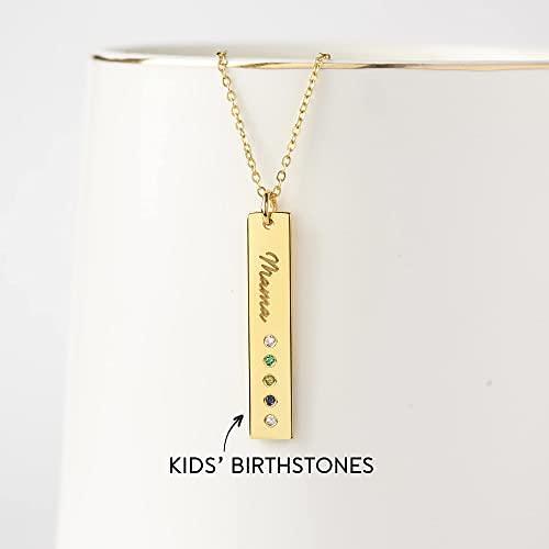 Mom Necklace Birthstone, Birthstone Bar Necklace, Mom Jewelry