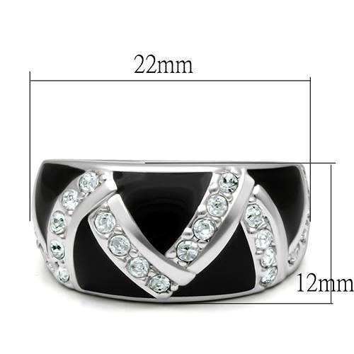 LO2094 - Rhodium Brass Ring with Top Grade Crystal  in Clear