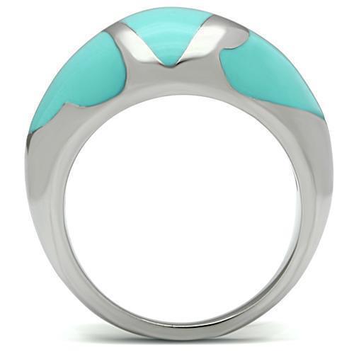 TK509 - High polished (no plating) Stainless Steel Ring with Epoxy  in