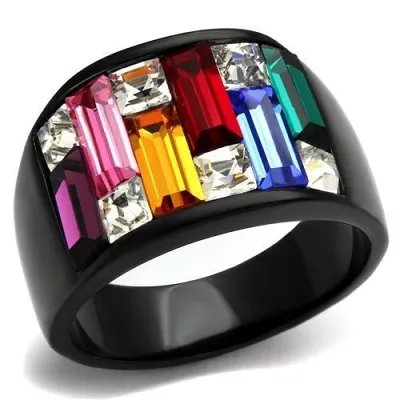 TK1397J - IP Black(Ion Plating) Stainless Steel Ring with Top Grade