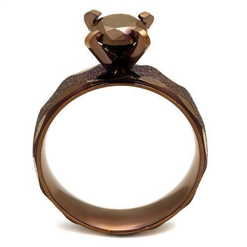 TK2596 - IP Coffee light Stainless Steel Ring with AAA Grade CZ  in