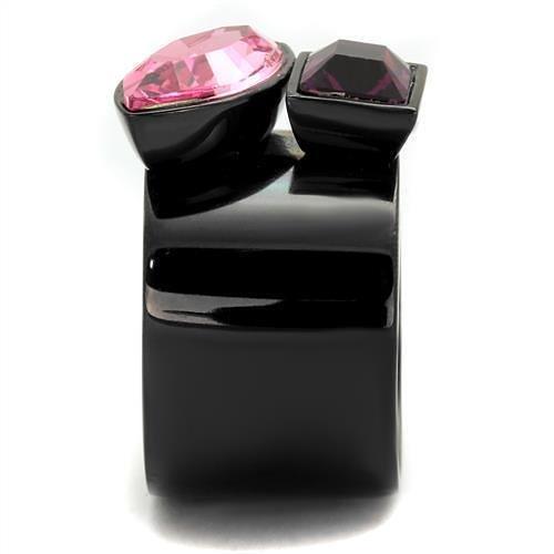 TK2484 - IP Black(Ion Plating) Stainless Steel Ring with Top Grade