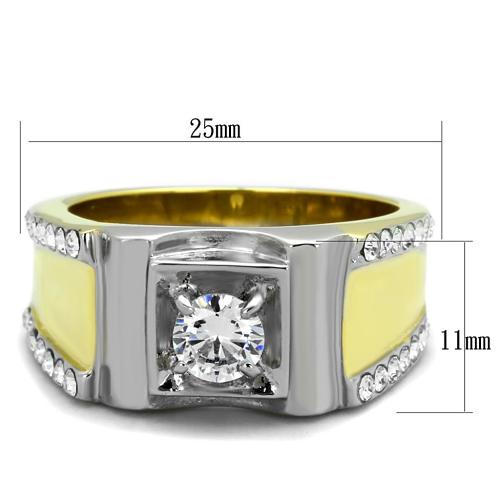 TK2049 - Two-Tone IP Gold (Ion Plating) Stainless Steel Ring with AAA