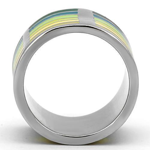 TK819 - High polished (no plating) Stainless Steel Ring with Epoxy  in