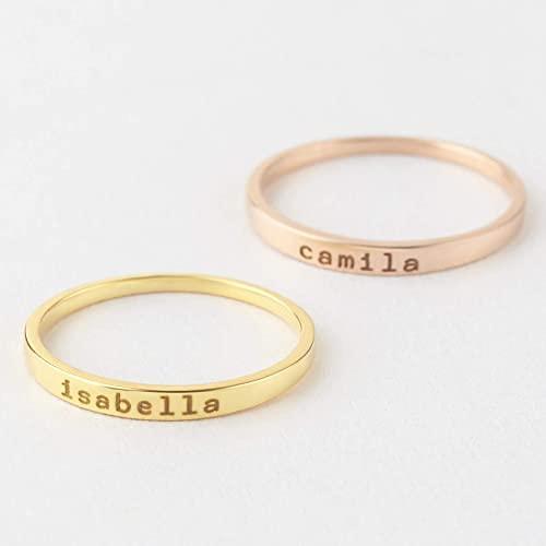 Stackable Mom Rings, Mother Ring, Stacking Rings Name, Kids Name Ring