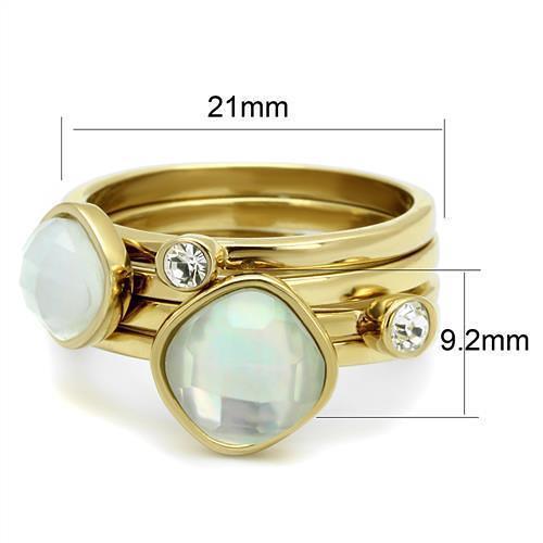 TK2975 - IP Gold(Ion Plating) Stainless Steel Ring with Synthetic