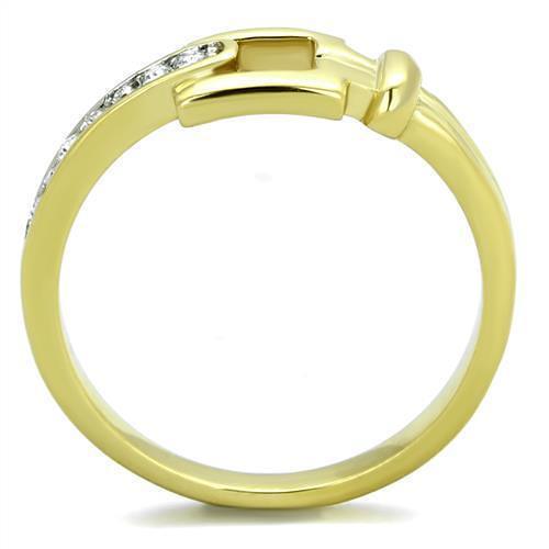 TK2164 - Two-Tone IP Gold (Ion Plating) Stainless Steel Ring with Top