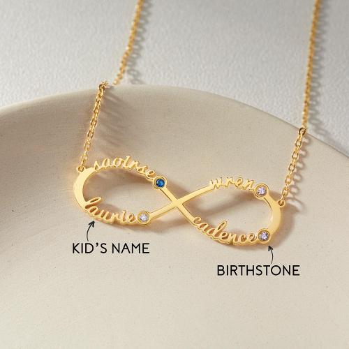 Personalized Infinity Necklace, Mother Necklace with Kids Names