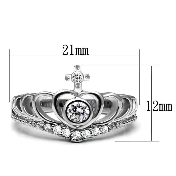 TK2870 - High polished (no plating) Stainless Steel Ring with AAA