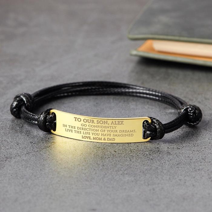 Personalized Bracelet For Son, Graduation Gift from Mom, To My Son