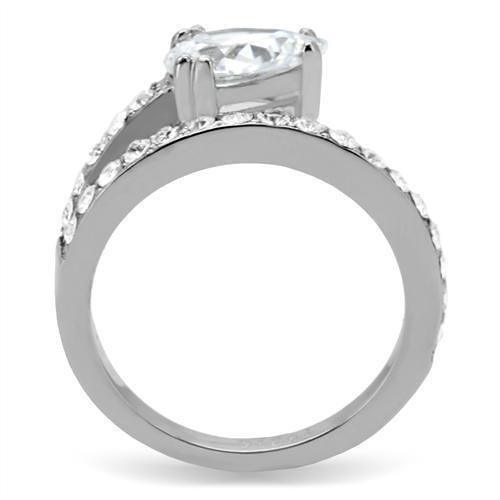 TK166 - High polished (no plating) Stainless Steel Ring with AAA Grade