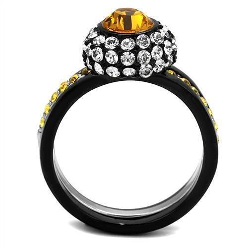 TK2783 - Two-Tone IP Black (Ion Plating) Stainless Steel Ring with Top