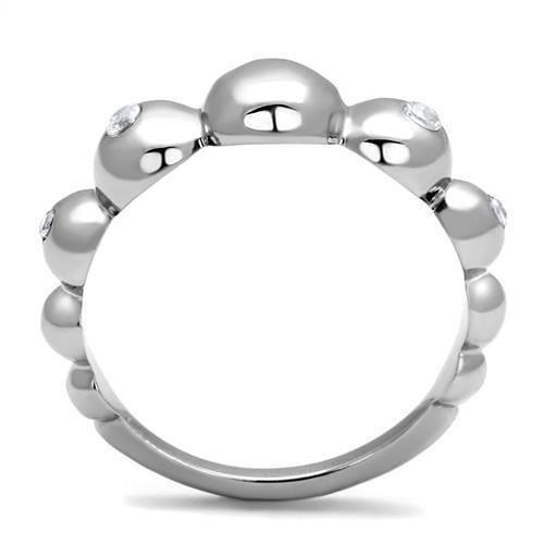 TK3087 - High polished (no plating) Stainless Steel Ring with AAA